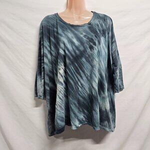 Pete & Greta Women Tied Dye Relaxed Top Blouse Shirt Size S Cotton S/Sleeve